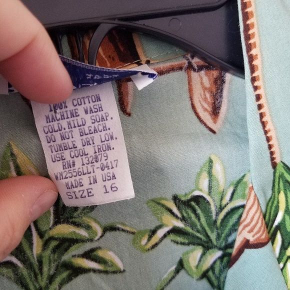 Bishop St. Apparel Boy Hawaii Short Sleeve Button Down Shirt size 16 green - Picture 4 of 5